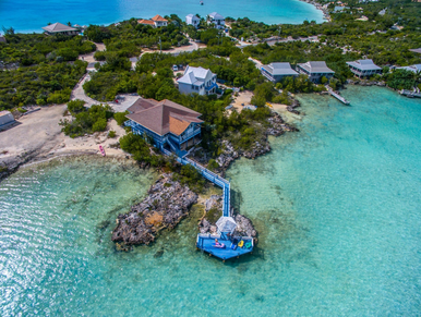 Top view of a resort near ocean