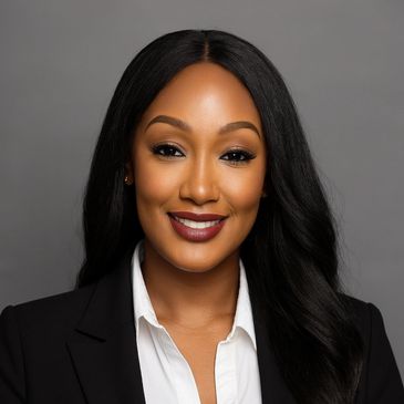 Professional woman smiling in business attire.