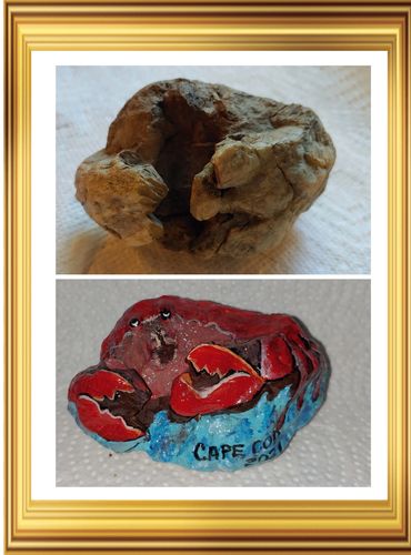 Painted rock of a crab.