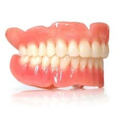 Full set of upper and lower dentures