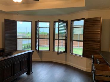 4 Large Custom Stained Wood Shutters