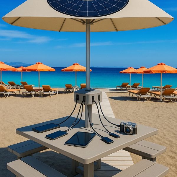 Portable Umbrella SmartCharger with built-in USB charging port