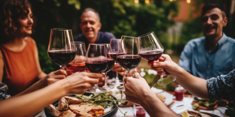 People enjoying glasses of red wine