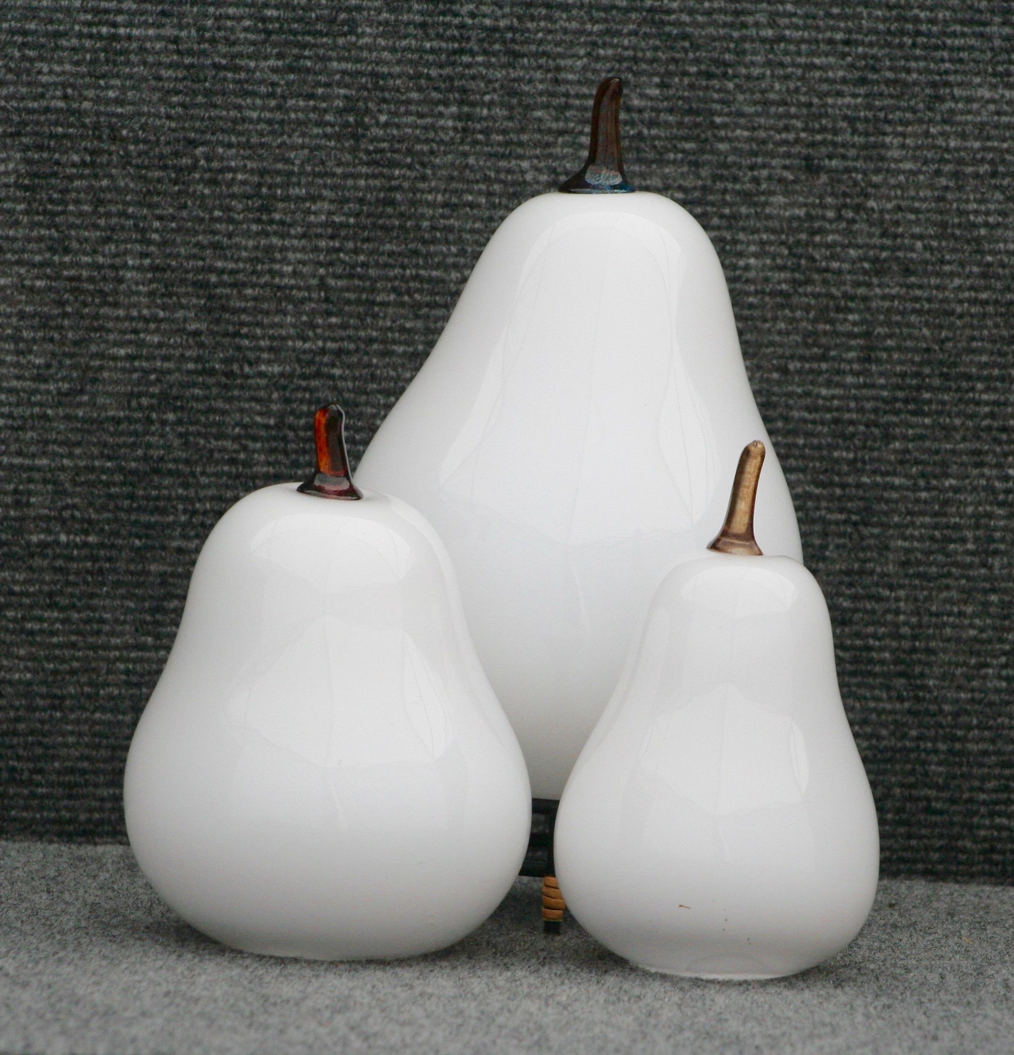 White Elegant Pears, made with and without a gold leaf.  Available is White, Green, and Etched
