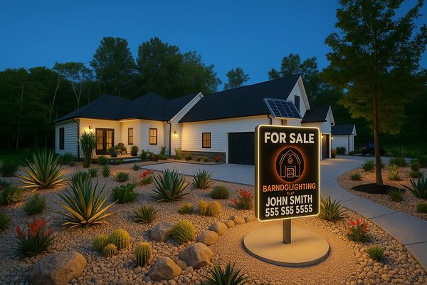 Bright and beautiful solar led sign helps to sell this upscale property day and night.  Stays lit fo