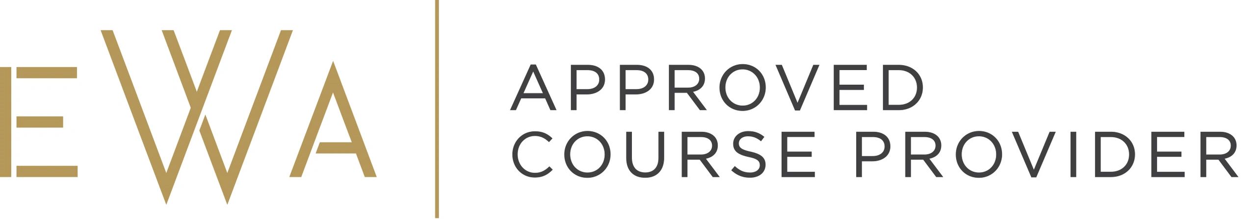 EWA Approved Course Provider logo with gold and black text.