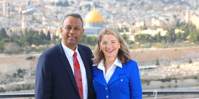 Natasha Srdoc and Joel Anand Samy, Co-Hosts, America's Roundtable, Washington DC | Jerusalem, Israel