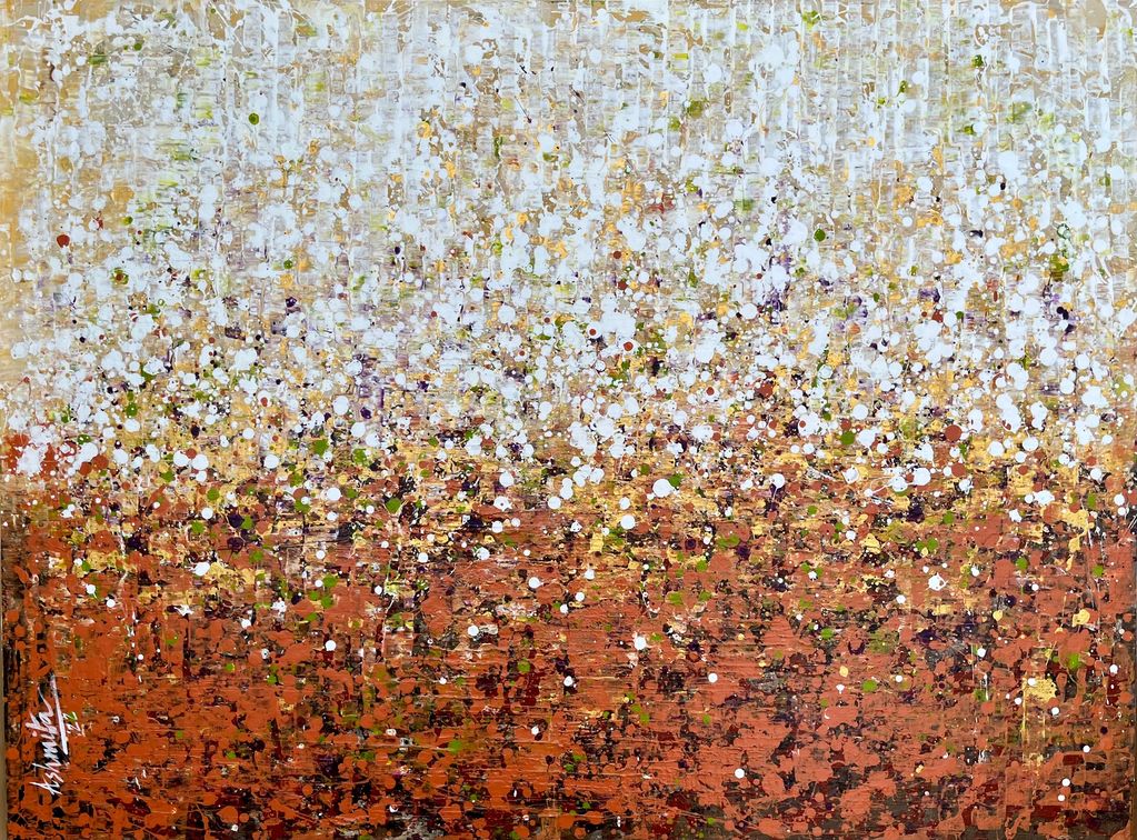 Rusty oranges, beige and whites acrylic on canvas 