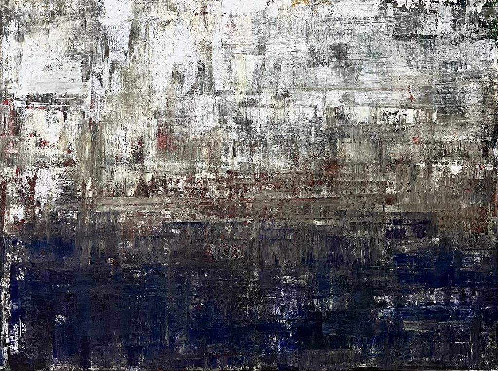 Greens, whites an blues abstract large canvas
