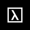 A white lambda symbol inside a square on a black background.