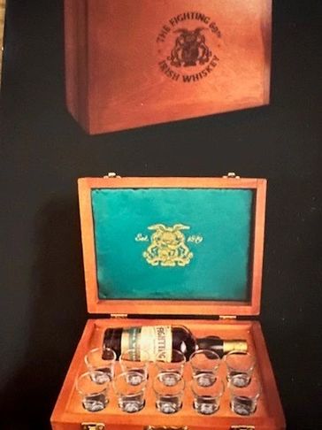 Fighting 69th Irish Whiskey Wooden Toasting Box without bottle of