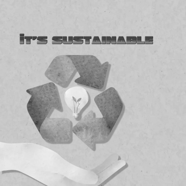 it's sustainable poster with hand holding recycle symbol
