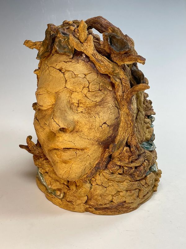 Self-Portrait at 20. Stoneware, Oxides, Colored Slip, Underglaze, Glaze.