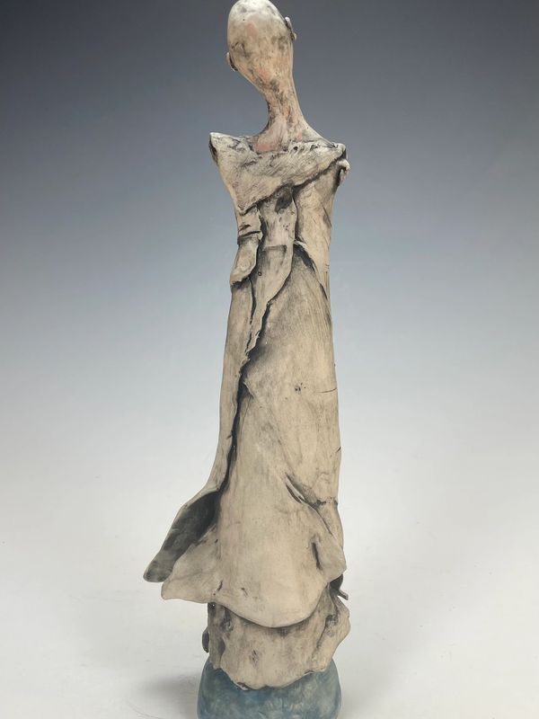 Into the Light. Back View. Porcelain. Oxides, Underglaze.