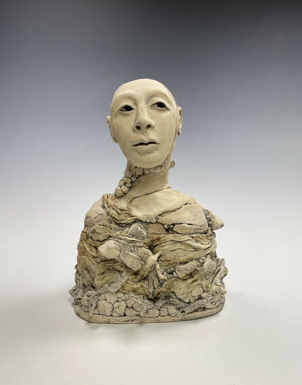 Pensive. Front View. Porcelain Mix, Oxides. 