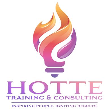 Colorful flame-shaped logo for HOTTE Training &amp; Consulting.