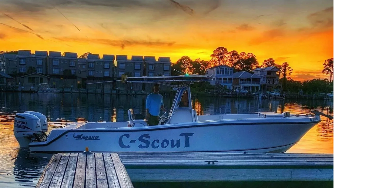Captain Brad Segree aboard the C-ScouT at sunset 