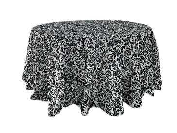 black and white taffeta flock tablecloth
