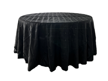 black sequin dot tablecloth