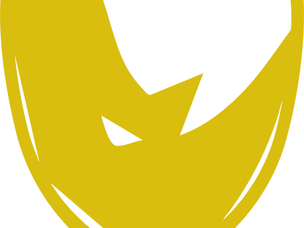Yellow shield with a stylized lightning bolt design.