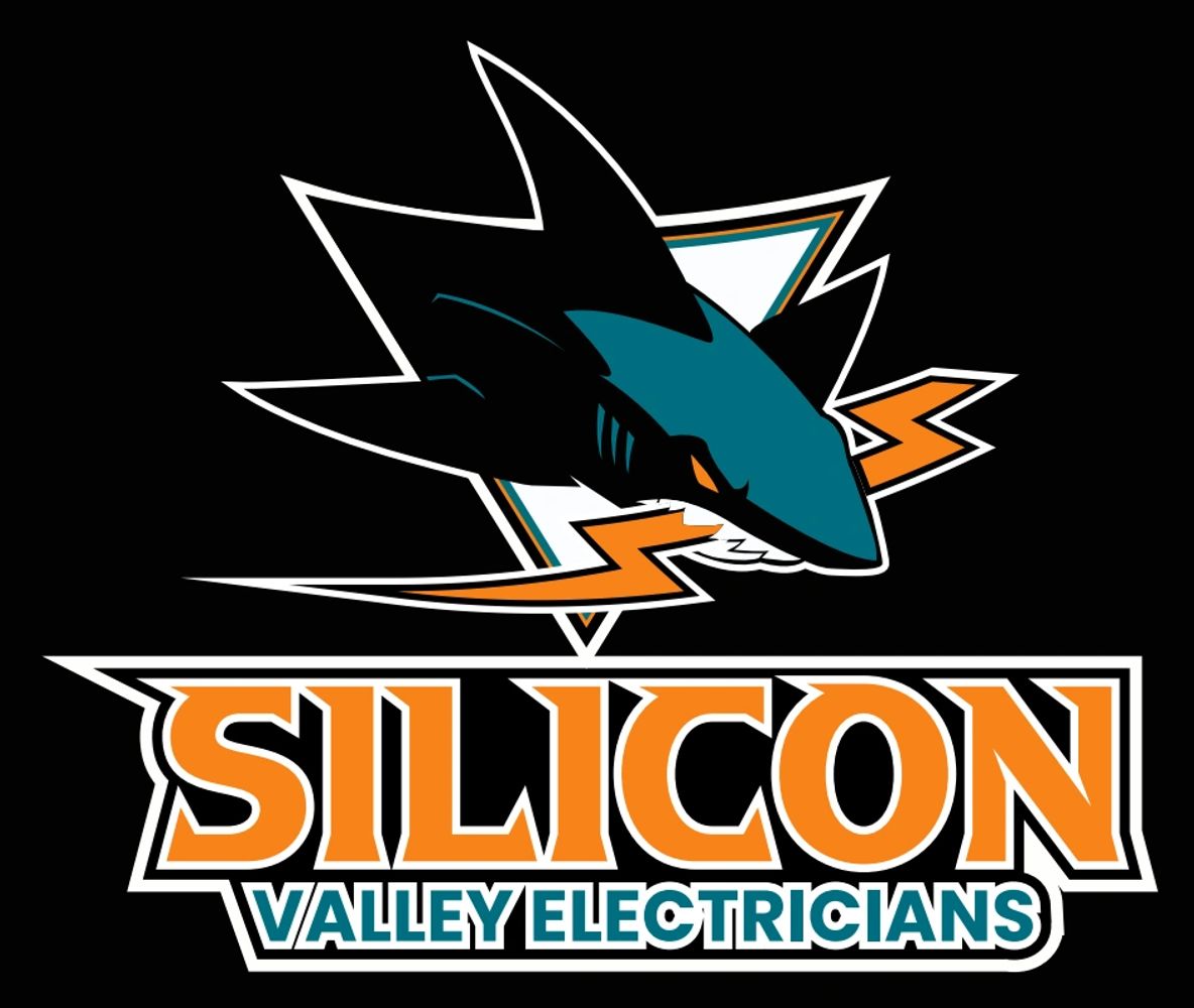 Logo of Silicon Valley Electricians with a shark and lightning bolts.