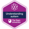 Badge from The Open University displays Understanding autism.