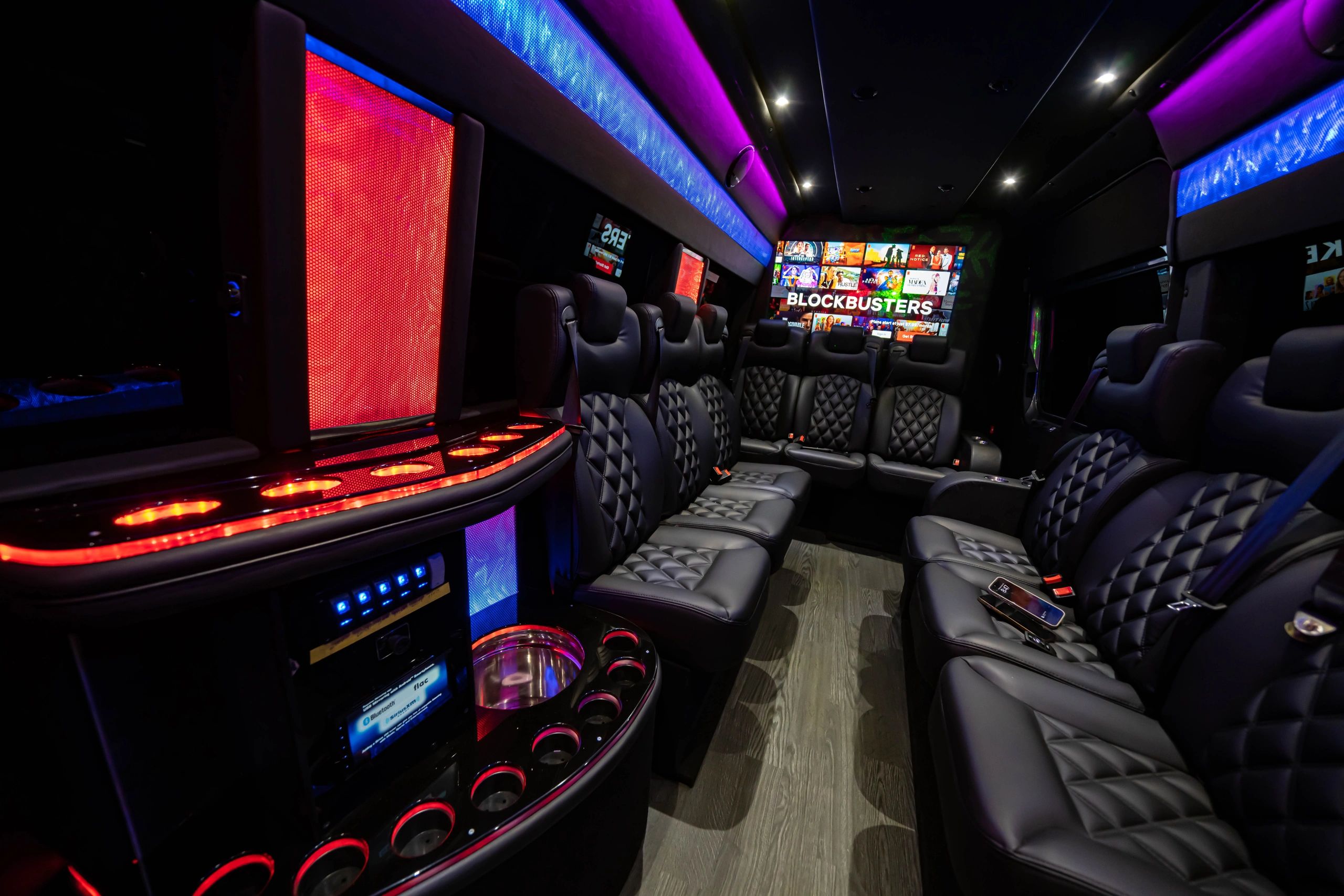 Super Luxury Comfortable 15 Seats, (13 in back + 2 Front), Beautiful Bar, Upgraded Sound, Upgraded F