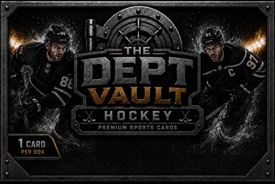 The Dept Vault Hockey premium sports card box with two hockey players.