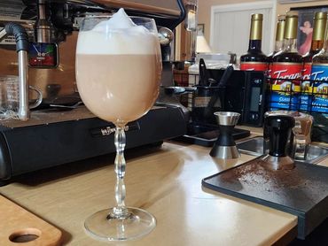 Latte in stemware