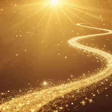 A sparkling golden path winding under a radiant glowing light.