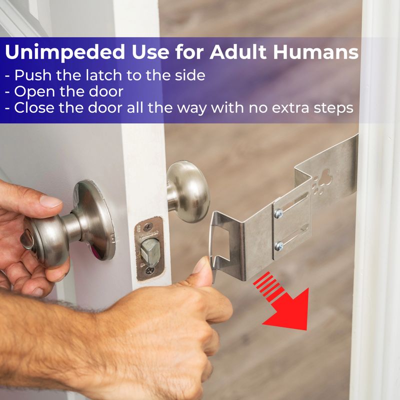 Door Buddy Child Proof Door Lock & Cat Door Stopper. Adjustable Door Strap  Latch to Baby Proof Door & Keep Toddler out of Cat Food & Litter Box. Easy