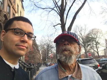 Bill Lee with his son Arnold Tone Kaplan Lee aka T@NE. March 30 2019 in Brooklyn New York