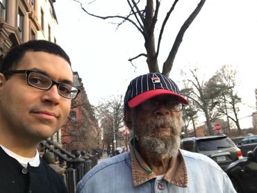 Bill Lee with his son Arnold Tone Kaplan Lee aka T@NE. March 30 2019 in Brooklyn New York