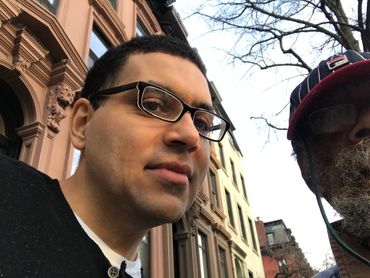 Bill Lee with his son Arnold Tone Kaplan Lee aka T@NE. March 30 2019 in Brooklyn New York