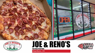 Pizza Review, Joe and Reno's, Dearborn, Best Pizza Near me, One Bite