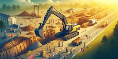 Excavator working on a general excavation job