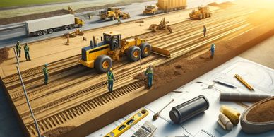 Excavators working on grading a road