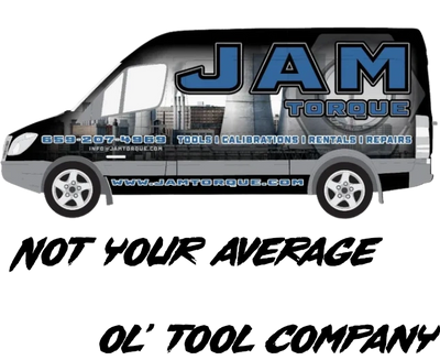 JAM Torque branded van offering tools, calibrations, rentals, and repairs with contact info and website.