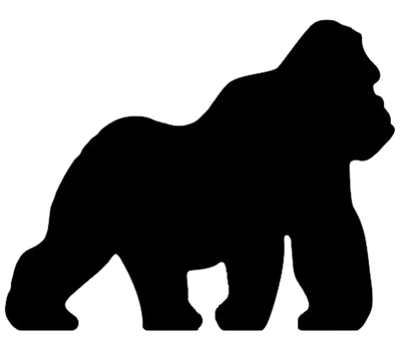 Silhouette of a gorilla walking