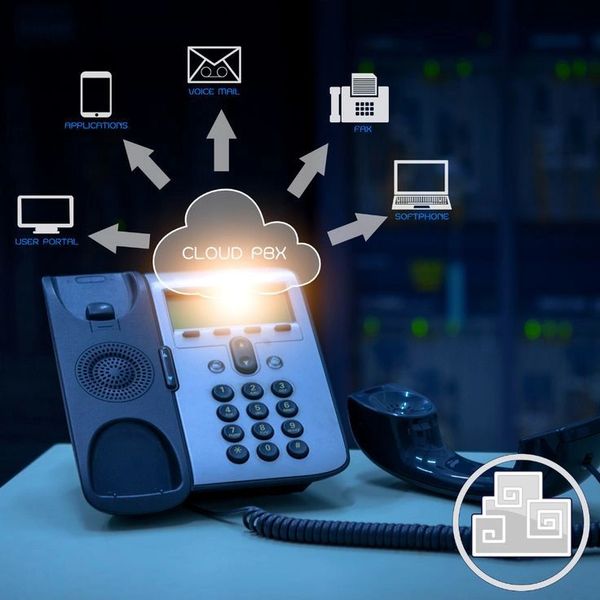 Desk phone connected to cloud PBX services.