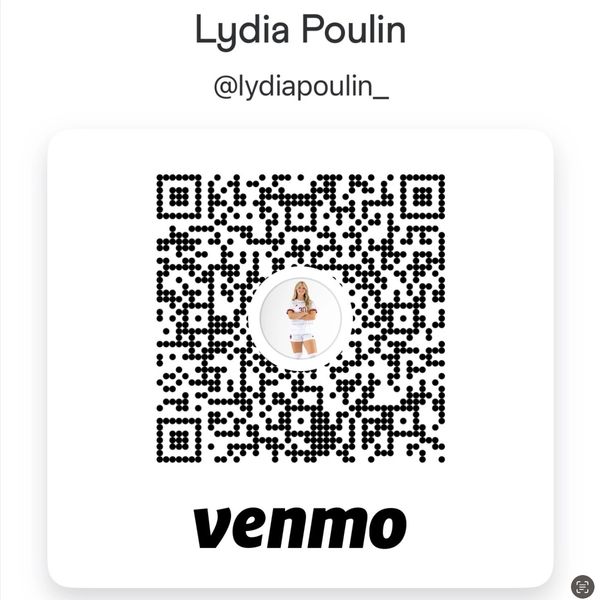 Venmo QR code for Lydia Poulin with profile picture and username.