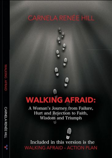 Book cover featuring footsteps and the title 'Walking Afraid' in bold red.