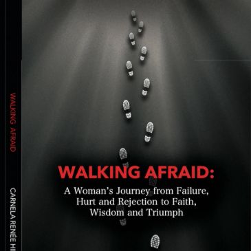 Book cover featuring footsteps and the title 'Walking Afraid' in bold red.