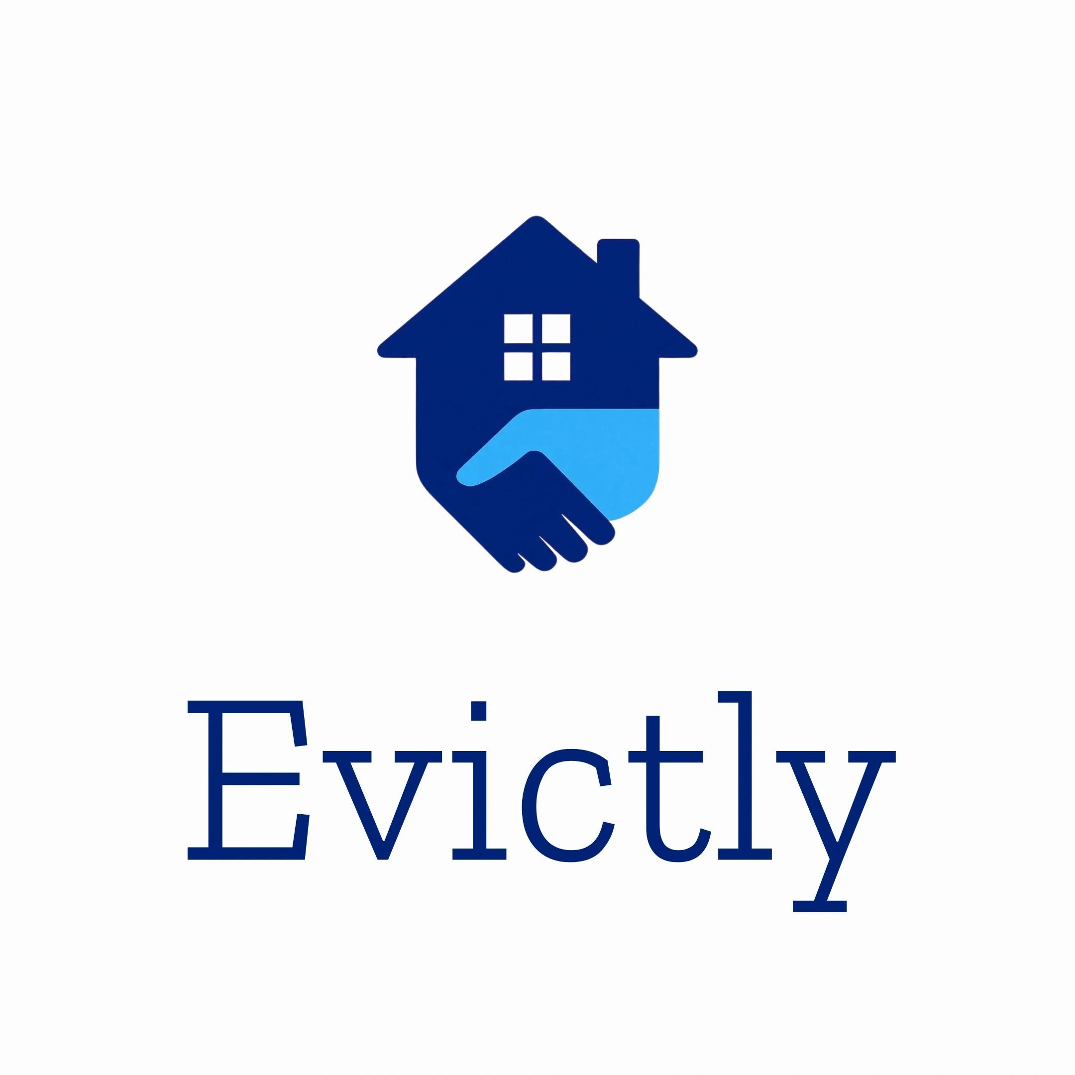 Logo of a house and handshake with the word 'Evictly'.