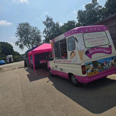 THP Corporate Catering Pink Desserts Ice Cream Van parked and ready for an event