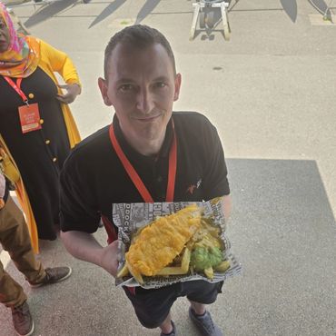 THP Corporate Catering at an event serving Fish & Chips