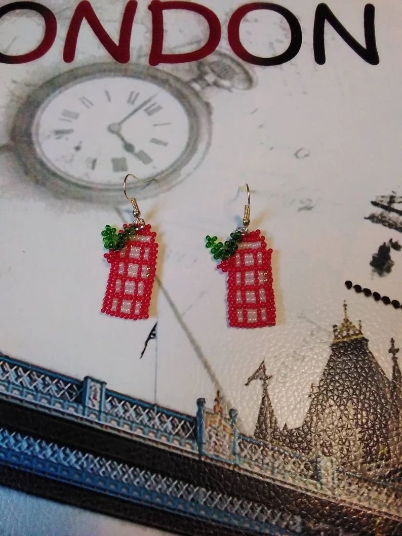 British Telephone Booth Earrings (With a touch of Holly)