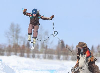 Skijoring in Millerville, Alberta with Kenny Miller and Kami Grabinski