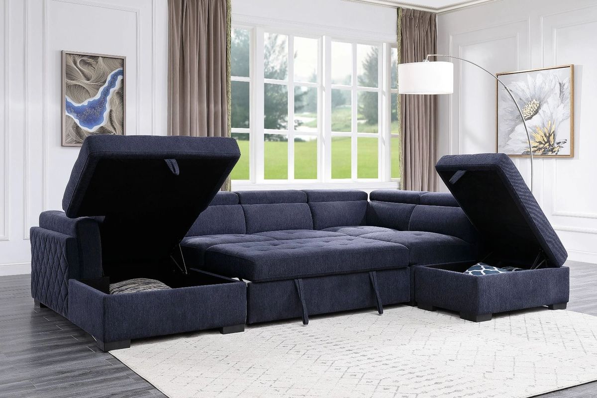 sectional sofa with pull out bed and ottoman