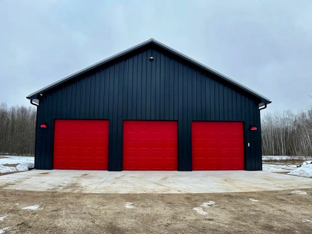 Custom Color Matched Red Overhead Doors